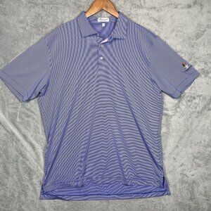 Peter Millar Summer Comfort Terradyne Purple Striped‎ Polo Shirt Mens Size Large